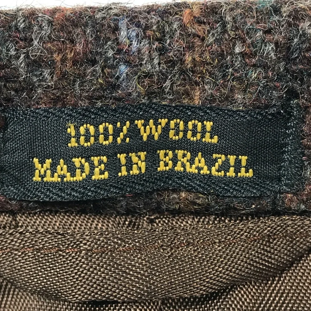 Vintage 80s Haggar Wool Blazer Sport Coat Men 42L Brown Herringbone Academia Dad
